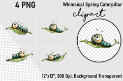 Whimsical Spring Caterpillar Clipart png Product Image 1