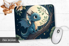 Blue Dragon Under Moonlight Mouse Pad PNG Design Product Image 1