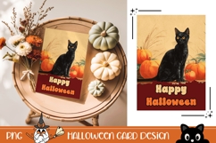 Vintage Halloween Greeting Card, Halloween Cat Wall Art Product Image 1