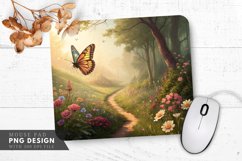 Enchanting Butterfly Garden Scene Mouse Pad PNG Design Product Image 1