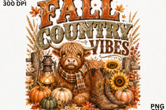 Fall Country Vibes Highland Cow Western Autumn SVG Product Image 2
