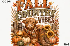 Fall Country Vibes Highland Cow Western Autumn SVG Product Image 2