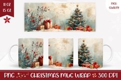 Watercolor Christmas Tree Mug Wrap Design, Winter Mug PNG Product Image 1