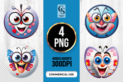 Cute Butterfly Faces Clipart Sublimation PNG Product Image 1