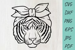 Tiger Svg | Tiger Face | Tiger with Bandana Svg Product Image 1