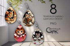 Valentine cat &amp; unicorn | sublimation teardrop earring Product Image 1