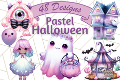 Pastel Halloween Clipart Cute PNG Graphics, Halloween Png Product Image 1
