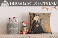 Halloween Pillow Design, Cartoon Witch Pillow Template Product Image 1