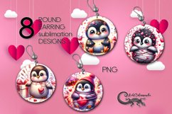 Valentine penguin &amp; unicorn | Sublimation round earring Product Image 1