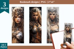 Fantasy bookmark designs Warrior woman bookmark PNG Product Image 1