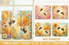 Bumble Bee 20 OZ Skinny Tumbler Wrap Sublimation Png. Product Image 1