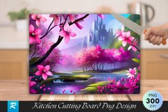 Pink Floral Cutting Board Sublimation Design Product Image 1