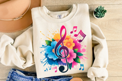 Music &amp; Flowers svg Design | Svg Cut Files | Shirt Svg Product Image 2