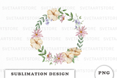 Watercolor Garden floral Wreath png Product Image 1
