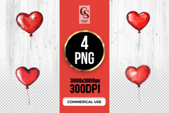 Hand Drawn Red Heart Balloon Clipart Sublimation PNG Product Image 1