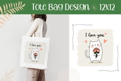 Cartoon Cat Illustration, Funny Cat Tote Bag Design, Cat PNG Product Image 1