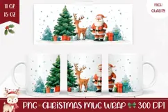 Cartoon Santa Claus Mug Design, Cute Christmas Mug Wrap Product Image 1