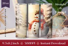 Christmas Tumbler Wrap, Christmas Snowman Sublimation Design Product Image 1