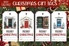 Cozy Christmas Door Gift Tag, Watercolor Winter Gift Tags Product Image 1