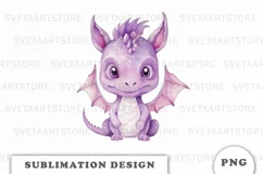 Watercolor cute Dragon sublimation png Product Image 1