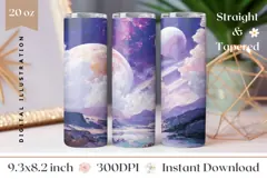 Cosmic Tumbler Wrap Design, Purple Tumbler Sublimation Product Image 1