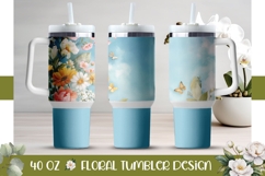 Wildflowers Tumbler Wrap Design, Blue 40 Oz Tumbler PNG Product Image 1