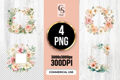 Soft Pastel Floral Frames Clipart Sublimation PNG Product Image 1