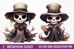 Cowboy Ghost Sublimation Clipart, Watercolor Clipart Product Image 1