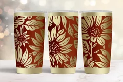 20oz Tumbler laser svg wrap|Sunflowers seamless pattern Product Image 2