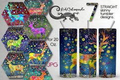 Folk xmas Deer | Skinny tumbler sublimation design bundle Product Image 1