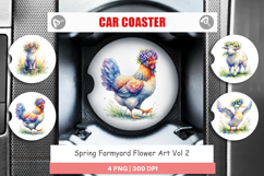 Spring Farmyard Flower Art Car Coaster Product Image 1