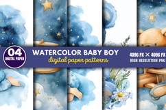 Watercolor Baby Boy Scenes-Paper PNG Product Image 1