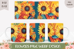 Sunflower Mug Template, Art Sunflowers Sublimation PNG Product Image 1