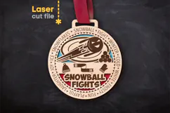 Snowball Fight Sport Medal SVG laser cut files for Glowforge Product Image 1