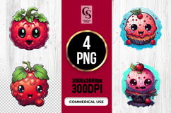 Cute Raspberry and Cupcake Clipart Sublimation PNG Product Image 1