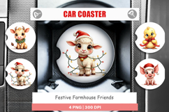 Festive Farmhouse Friends Car Coaster Product Image 1
