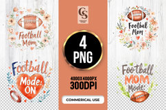 Watercolor Football Mom Floral Clipart Sublimation PNG Product Image 1