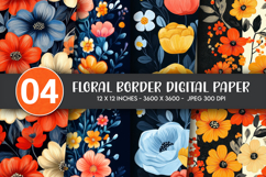 Floral Border Digital Paper Product Image 1