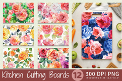 Summer Watercolor Roses Bouquet Cutting Boards sublimation D Product Image 1