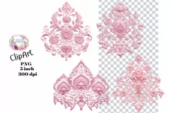 Embroidery, Flowers, Lace, PNG, Clipart, Pink Product Image 1