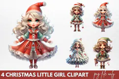Christmas Little Girl Clipart PNG Product Image 1