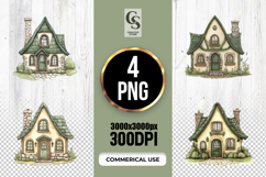 Whimsical Fairytale Cottage House Illustration Clipart Product Image 1