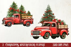 Red Christmas Truck Sublimation Clipart, Christmas PNG Product Image 1