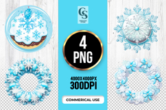 Blue Snowflake Wreath Clipart Sublimation PNG Product Image 1