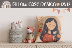 Flowers Pillow Design, Cartoon Girl Pillow Template Product Image 1
