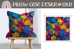 Autumn Pillow Case Design, Fall Leaves Pillow Template Product Image 1