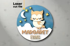 Owl Baby Name Sign SVG Laser cut file for Glowforge Product Image 1