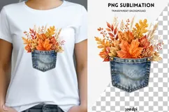 Autumn denim pocket png design for T-shirts Product Image 1