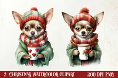 Christmas Dog And Coffee Clipart, Christmas Clipart Product Image 2