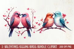Breeds of Valentine Kissing Birds, Valentine's Day Clipart Product Image 1